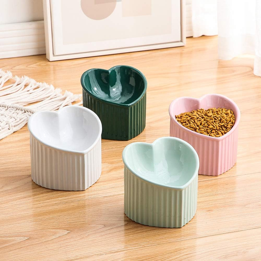 Elevated White Ceramic Cat Bowls: Stress-Free Feeding with Backflow Prevention, Whisker-Friendly Design, and Safe for Your Feline Friends