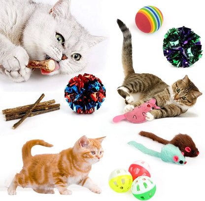 Ultimate 32-Piece Cat Toy Set with Rainbow Tunnel, Feather Teasers, Crinkle Balls & Spring Toys for Endless Fun!