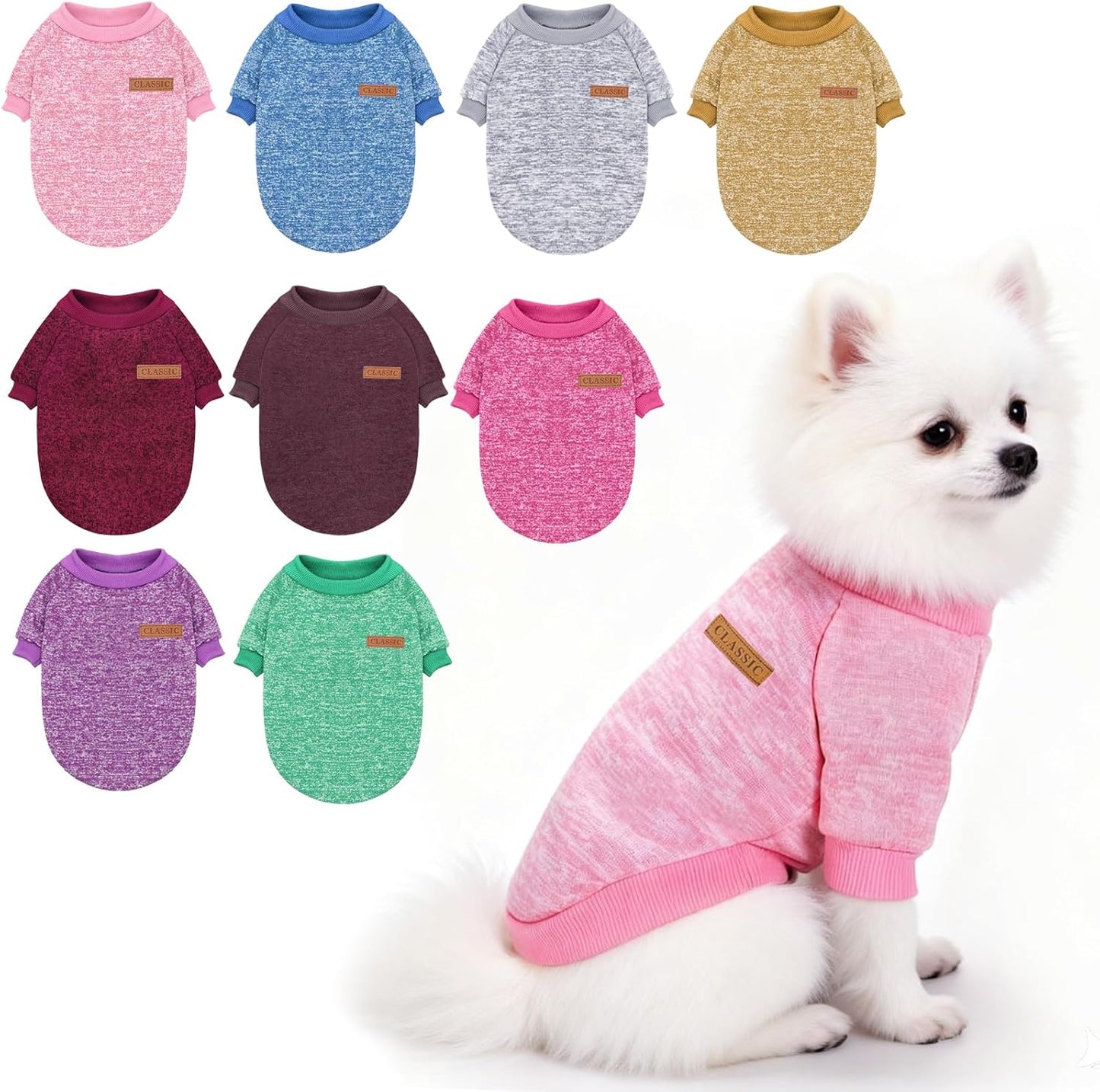 Classic Knitwear Sweater for Dogs - Soft Fleece Coat, Thick and Warm Winter Apparel for Small Dogs and Cats (XXS, Pink)