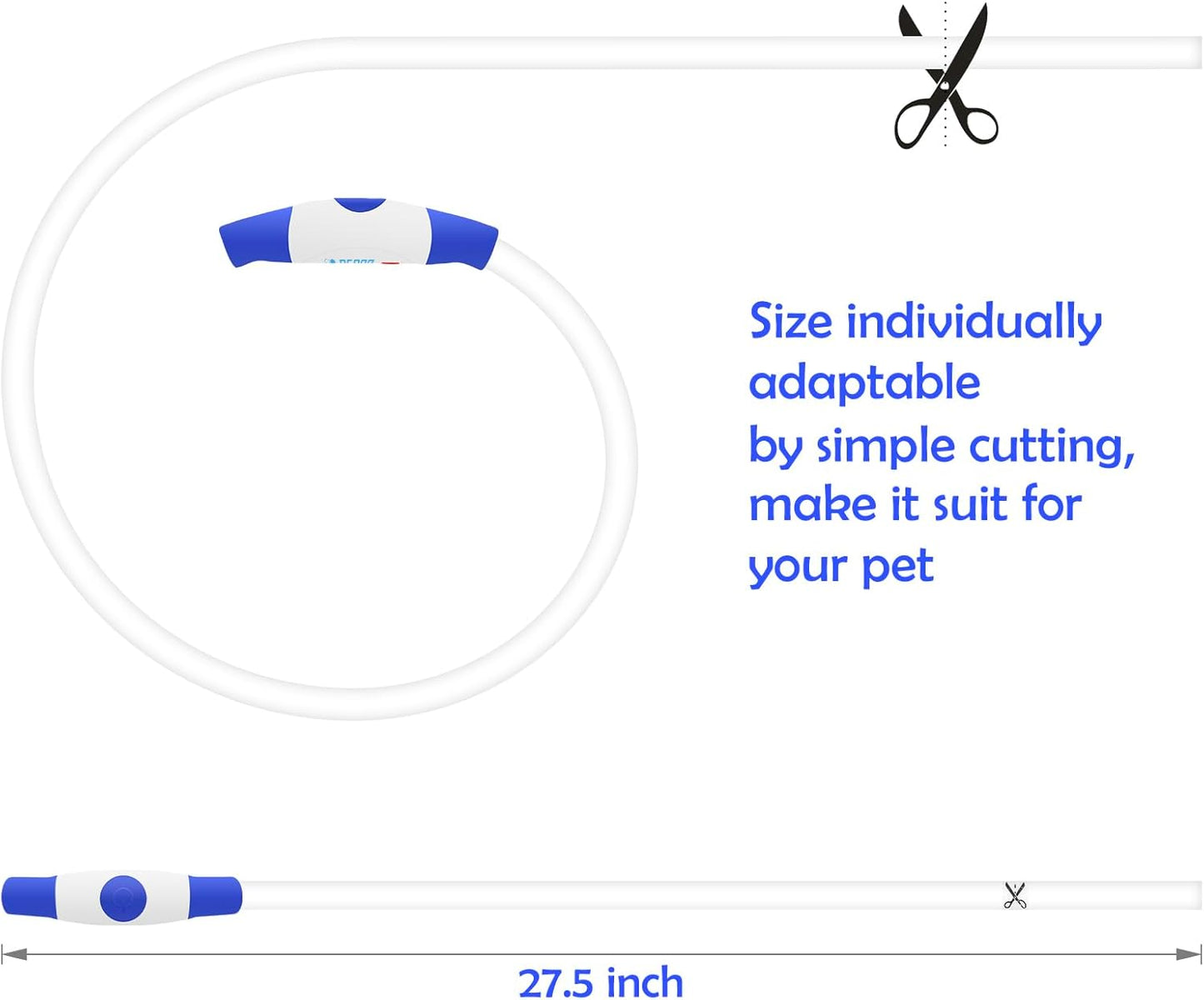 USB Rechargeable LED Dog Collar - Illuminated Safety Necklace for Small, Medium, and Large Dogs (Blue)
