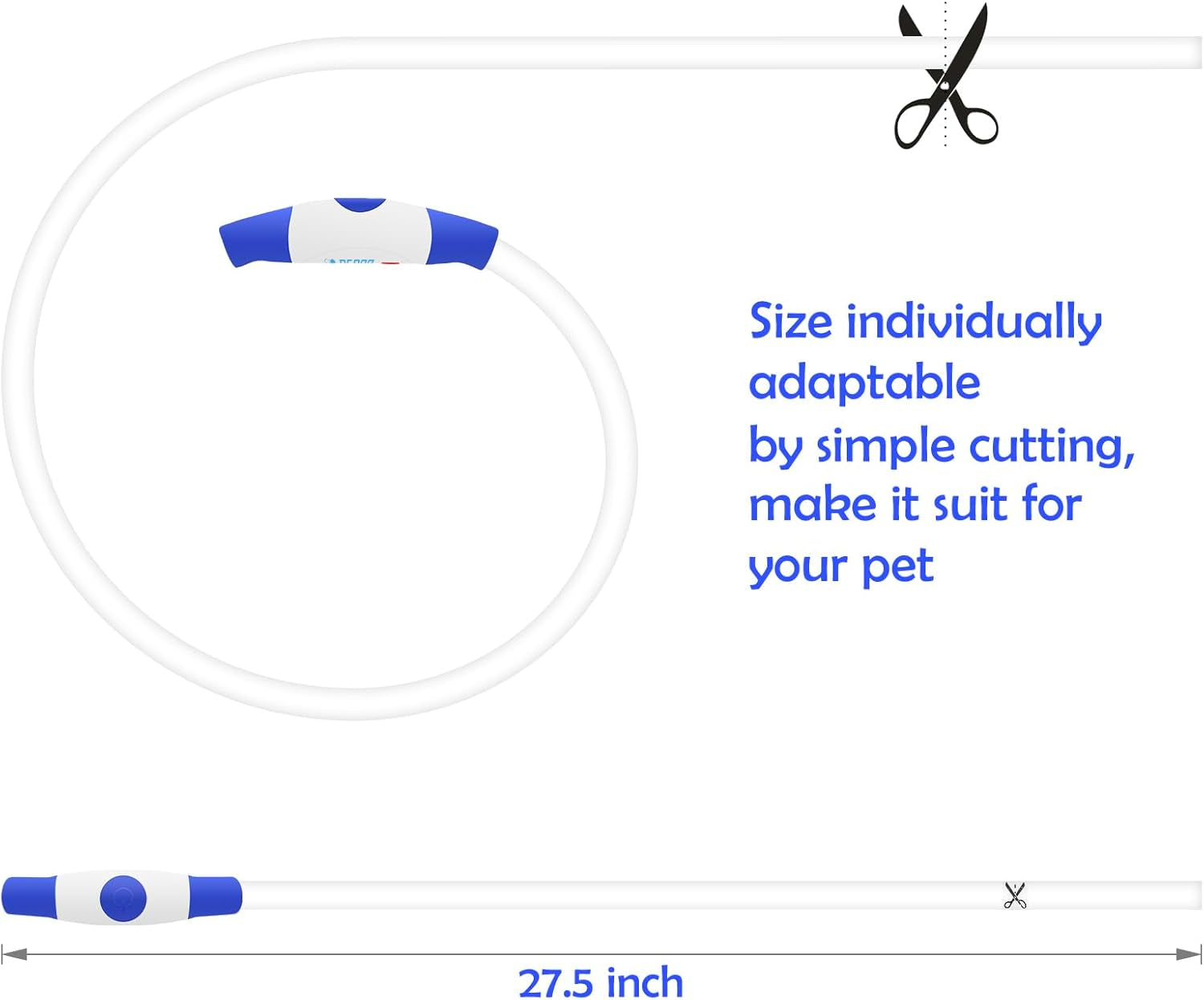 USB Rechargeable LED Dog Collar - Illuminated Safety Necklace for Small, Medium, and Large Dogs (Blue)