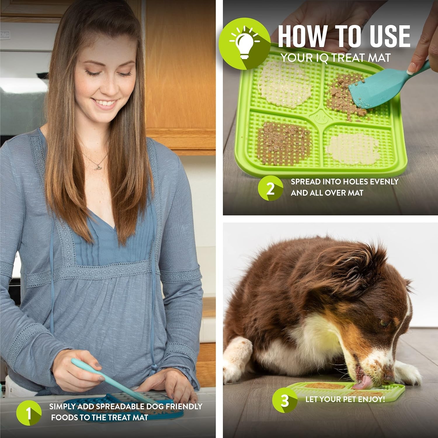 IQ Treat Lick Mat for Dogs and Cats - Innovative Slow Feeder and Enrichment Toy Alternative to Traditional Bowls