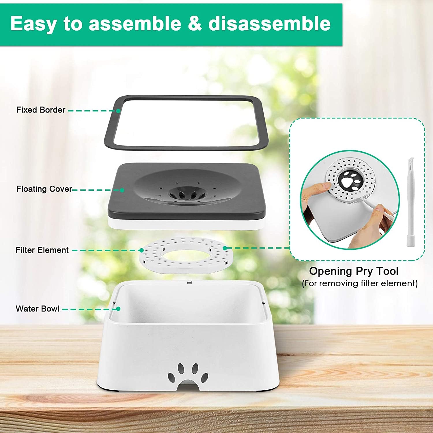 2.5L No-Spill Dog Water Bowl - Large Capacity Splash-Proof Pet Dispenser for Messy Drinkers, Perfect for Travel with Dogs and Cats