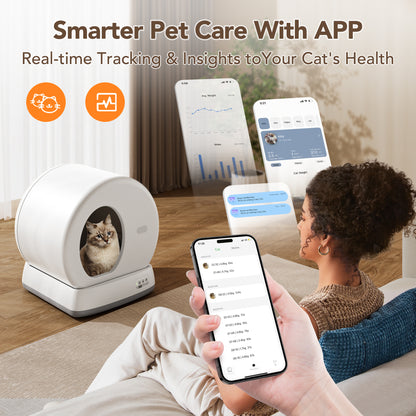 Revolutionary Self-Cleaning Cat Litter Box with APP Control, Safety Sensors, and Odor Isolation for Ultimate Pet Care