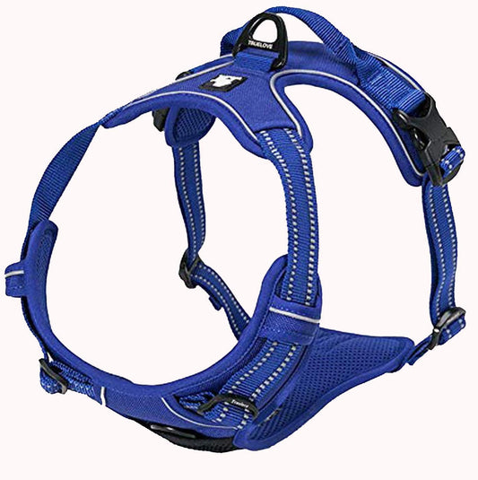 Ultimate Adjustable No-Pull Reflective Dog Harness - Comfortable Control Vest in Royal Blue (Large)