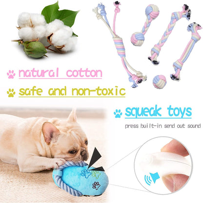 Ultimate Teething Puppy Chew Toys Set for Dental Health & Interactive Fun - Includes Storage Basket!