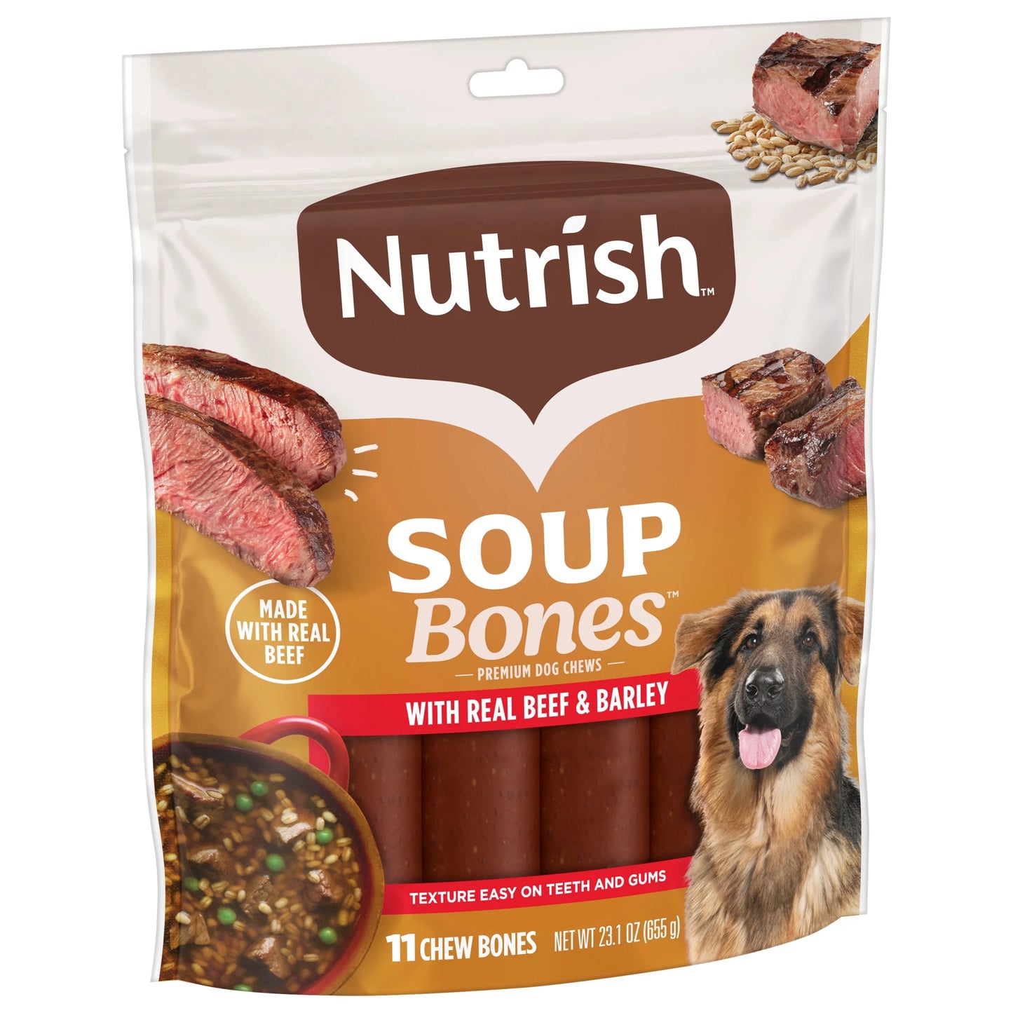 Rachael Ray Premium Soup Bones Dog Chews with Real Beef & Barley - 11 Delicious Treats!