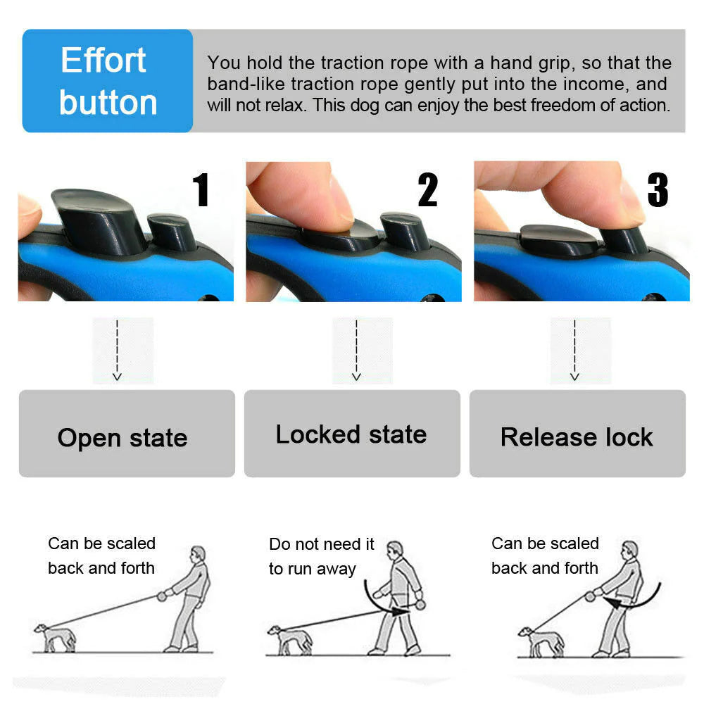 16.5FT Automatic Retractable Dog Leash - Ultimate Walking Lead for Your Pet - Free Shipping in the US!