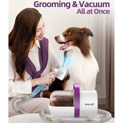 Ultimate 7-in-1 Pet Grooming Vacuum Kit - Low Noise, 1.5L Dust Cup, Professional Tools for Dogs & Cats, Ideal for Shedding & Home Cleaning in Chic Purple