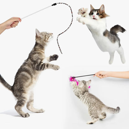 Ultimate 32-Piece Cat Toy Set with Rainbow Tunnel, Feather Teasers, Crinkle Balls & Spring Toys for Endless Fun!
