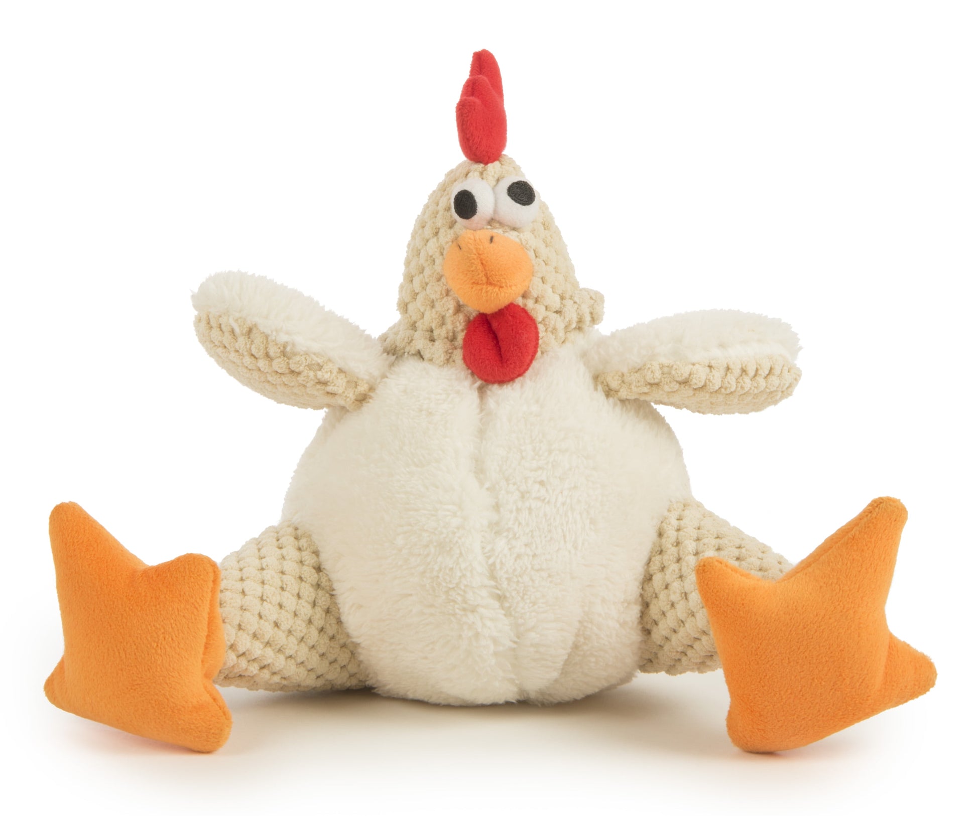 Checkers Fat Rooster Squeaky Plush Dog Toy, Chew Guard Technology - White Large