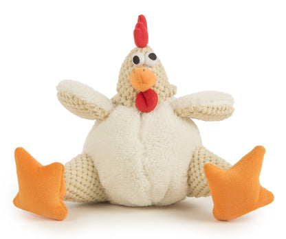 Checkers Fat Rooster Squeaky Plush Dog Toy, Chew Guard Technology - White Large