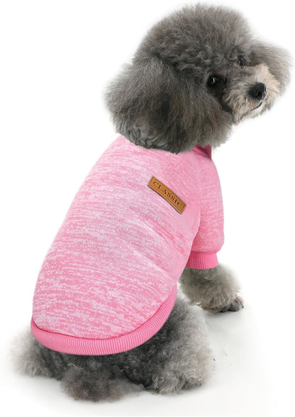 Classic Knitwear Sweater for Dogs - Soft Fleece Coat, Thick and Warm Winter Apparel for Small Dogs and Cats (XXS, Pink)
