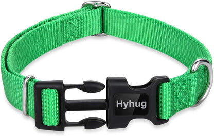 Medium Dog Collar in Lime Green: Heavy-Duty Adjustable Nylon with Quick-Release Buckle