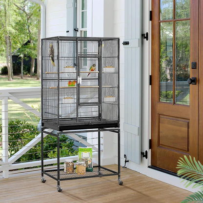 Spacious 54-Inch Wrought Iron Bird Cage for Small Parrots, Parakeets, and Finches - Perfect Home for Your Feathered Friends!