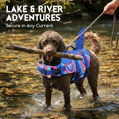 Ultimate Dog Life Jacket - Premium Safety Vest for Swimming and Boating, Stylish Shark Design for All Breeds (Blue Bandhnu, XL)