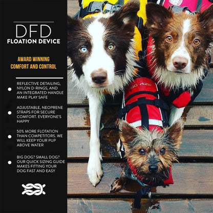 DFD Dog Life Jacket - Adjustable & Reflective Safety Vest for Swimming - Enhanced Flotation with Durable Grab Handle - Medium Size, Bright Yellow