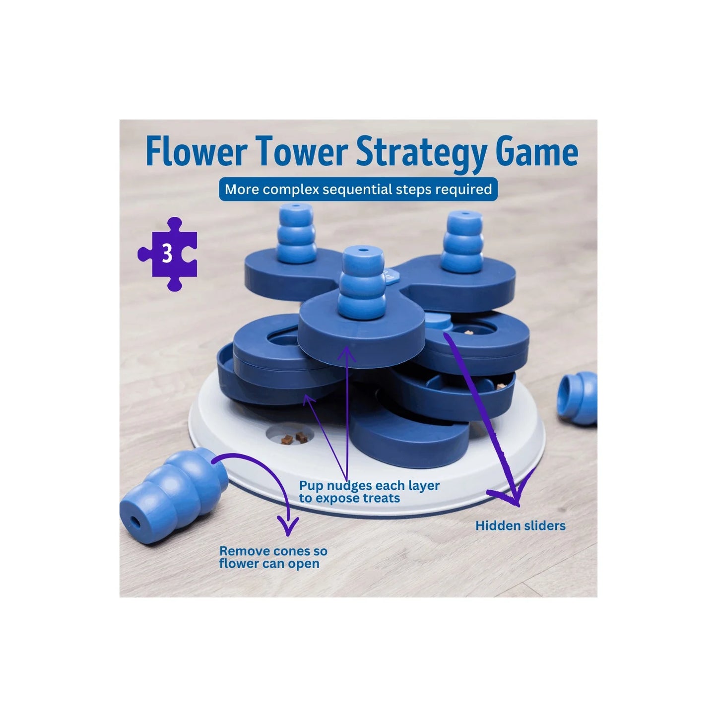 Advanced Dog Puzzle Toy - Level 3 Flower Strategy Game & Treat Dispenser for Engaging Play