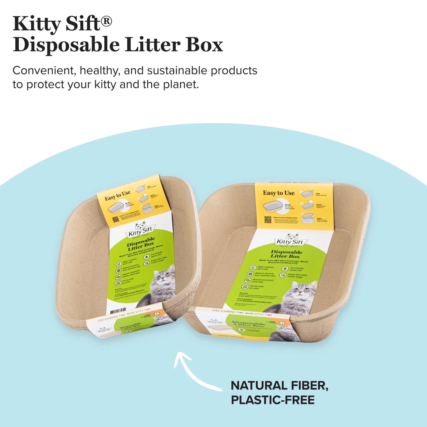 Eco-Friendly Large Cat Litter Box Sifter with Scoop - 6 Pack for Effortless Cleanup!