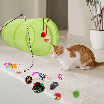Ultimate 21-Piece Cat Toy Set - Interactive Tunnel, Fluffy Mice, and Crinkle Balls for Endless Fun!