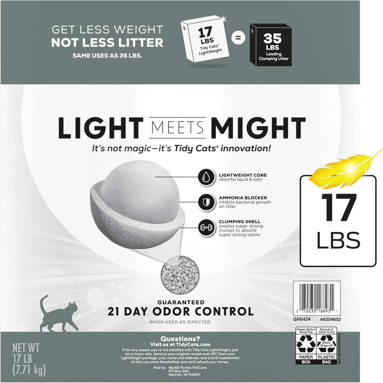 Purina 4-In-1 Lightweight Multi-Cat Clumping Cat Litter - 99.9% Dust Free with Superior Odor Control - 17 lb Box