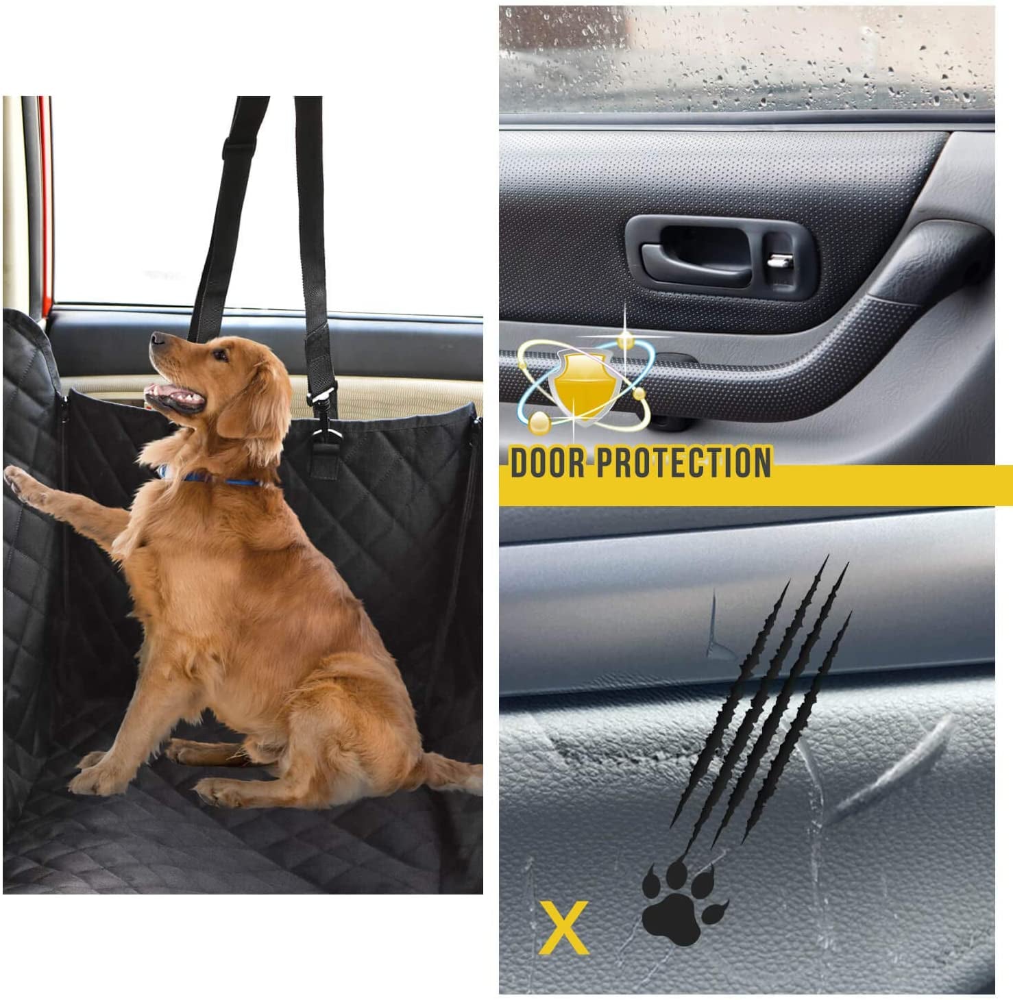 Ultimate Waterproof Dog Car Seat Cover - Scratch-Resistant Anti-Slip Hammock with Mesh Window for Ultimate Back Seat Comfort