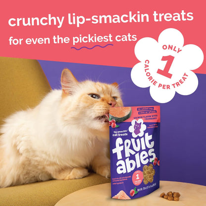 Deliciously Healthy Cat Treats - Low Calorie, Protein-Packed Crunchy Biscuits with Real Salmon & Cranberry - 2.5 Oz, Grain-Free Formula!