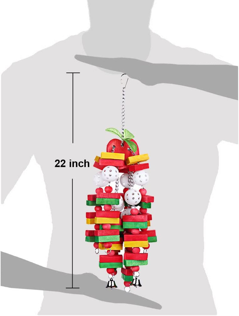 Extra-Large 22-Inch Apple Chewing Toy for Medium to Large Birds - Ideal for African Greys, Macaws, Cockatoos, Eclectus, and Amazons
