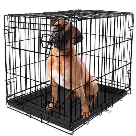 Premium Foldable 48" Dog Wire Crate with Divider & Leak-Proof Tray - Perfect for Training & Travel