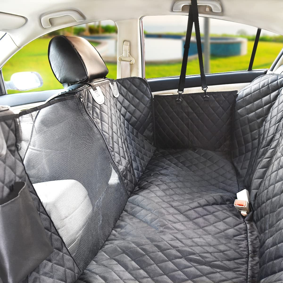 Ultimate Waterproof Dog Car Seat Cover - Scratch-Resistant Anti-Slip Hammock with Mesh Window for Ultimate Back Seat Comfort
