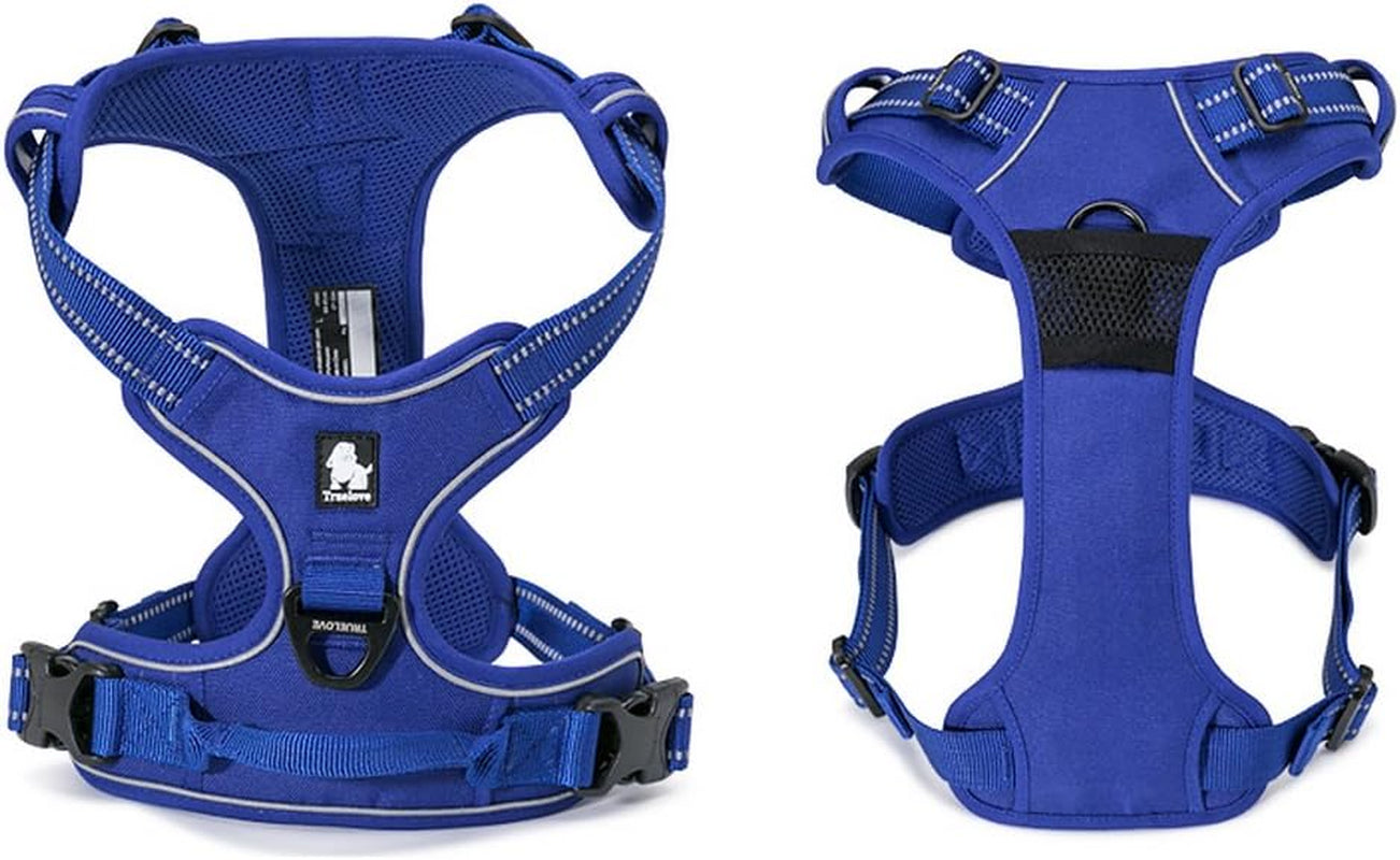 Ultimate Adjustable No-Pull Reflective Dog Harness - Comfortable Control Vest in Royal Blue (Large)