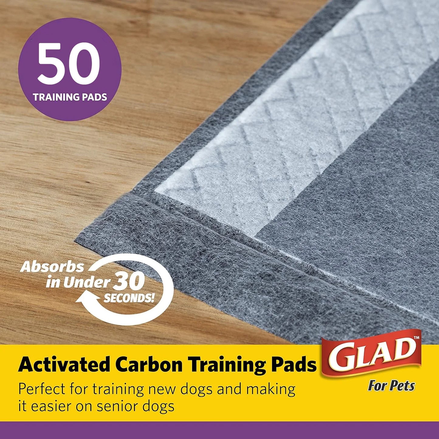 Jumbo Leak Resistant Activated Carbon Training Pads for Large Breed Dogs, 28In X 30In, 50 Count