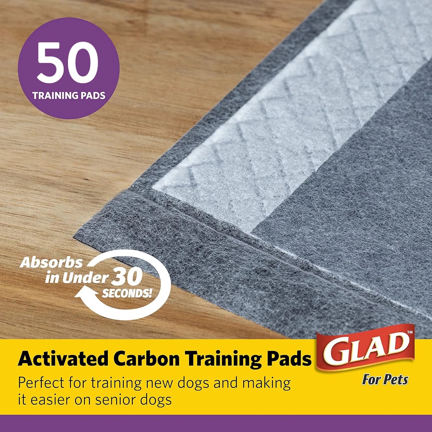 Jumbo Leak Resistant Activated Carbon Training Pads for Large Breed Dogs, 28In X 30In, 50 Count
