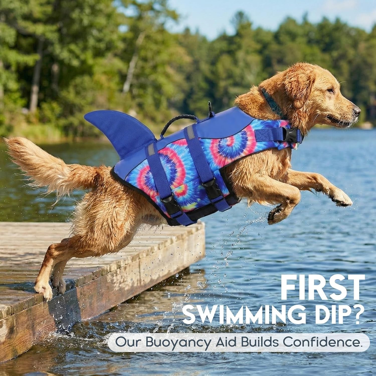 Ultimate Dog Life Jacket - Premium Safety Vest for Swimming and Boating, Stylish Shark Design for All Breeds (Blue Bandhnu, XL)