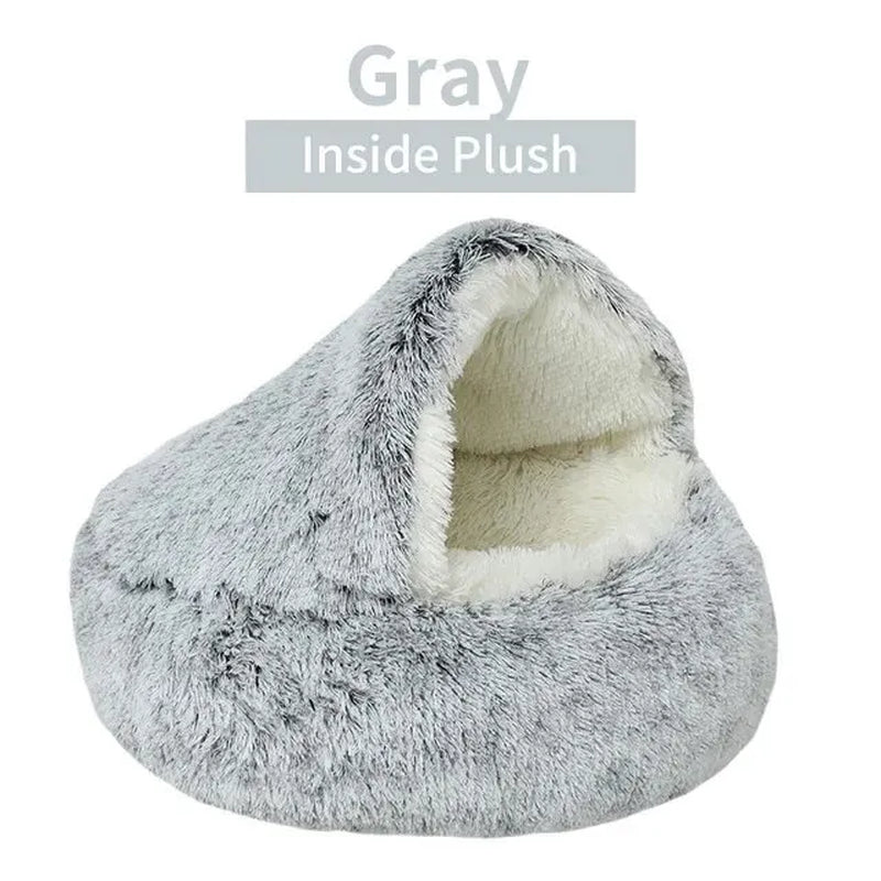 Snuggle Up! 2-in-1 Plush Hooded Pet Bed - Ultra Soft Sleeping Nest for Cats & Small Dogs