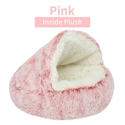 Snuggle Up! 2-in-1 Plush Hooded Pet Bed - Ultra Soft Sleeping Nest for Cats & Small Dogs
