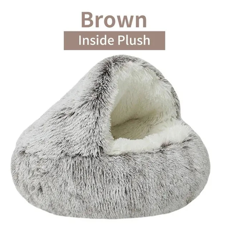 Snuggle Up! 2-in-1 Plush Hooded Pet Bed - Ultra Soft Sleeping Nest for Cats & Small Dogs