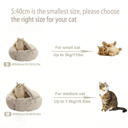 Snuggle Up! 2-in-1 Plush Hooded Pet Bed - Ultra Soft Sleeping Nest for Cats & Small Dogs