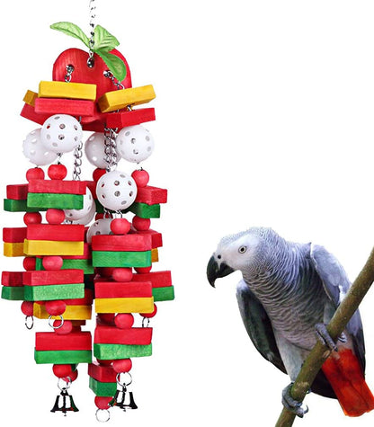 Extra-Large 22-Inch Apple Chewing Toy for Medium to Large Birds - Ideal for African Greys, Macaws, Cockatoos, Eclectus, and Amazons