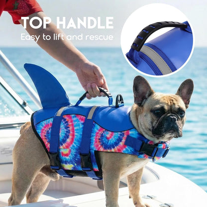 Ultimate Dog Life Jacket - Premium Safety Vest for Swimming and Boating, Stylish Shark Design for All Breeds (Blue Bandhnu, XL)