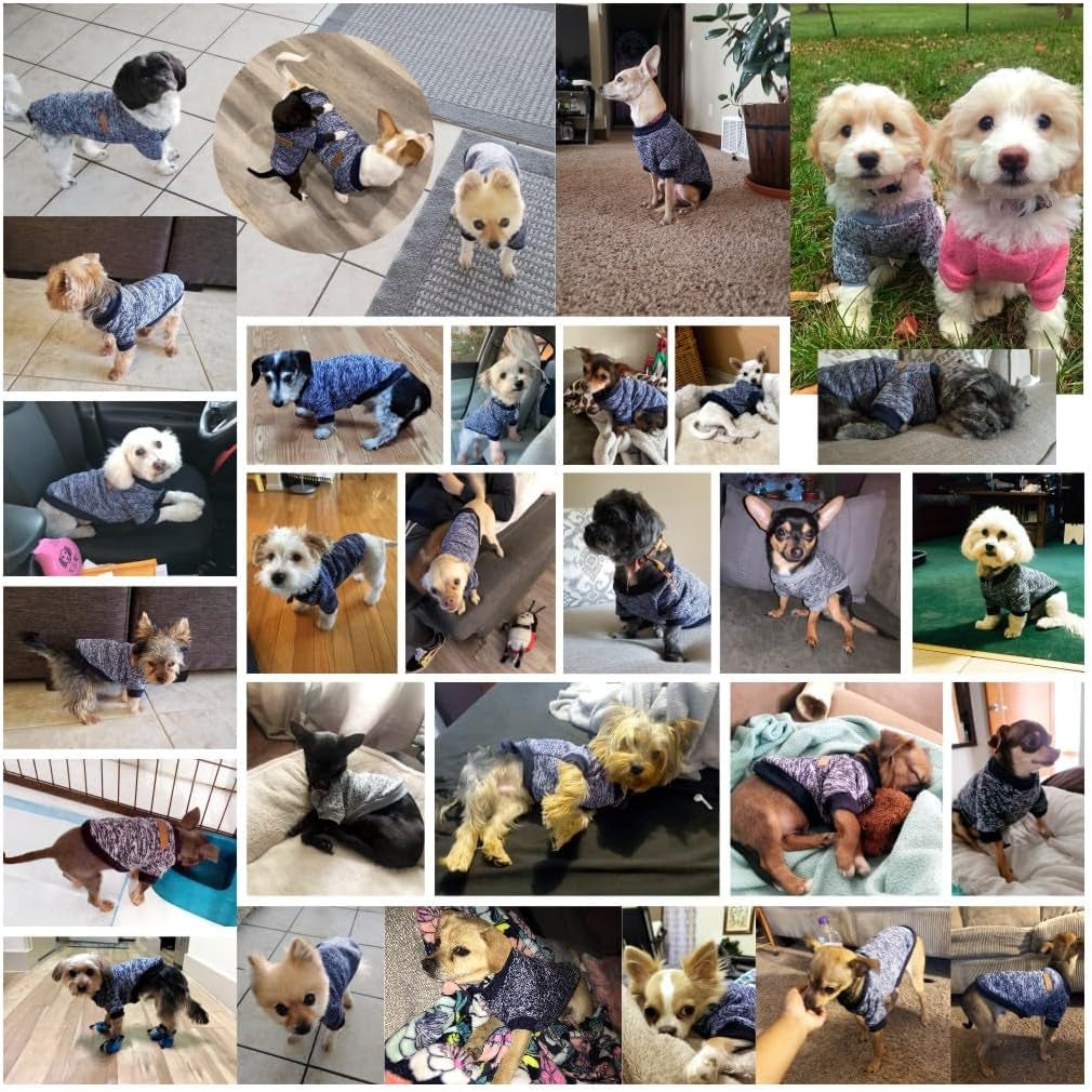 Classic Knitwear Sweater for Small Dogs - Warm Winter Coat in Navy Blue (Size S)