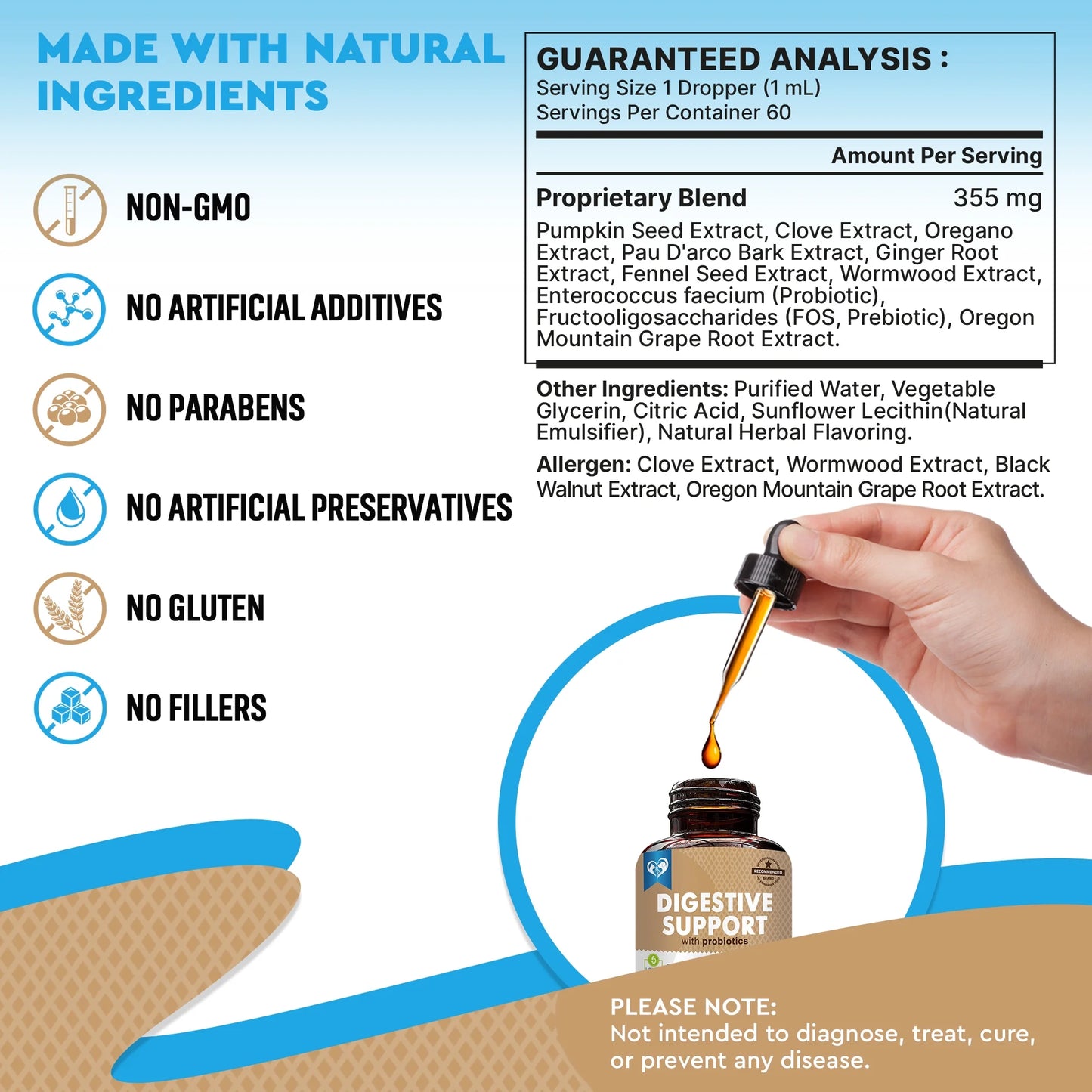 Natural Digestive Support for Dogs & Cats – Herbal Blend with Probiotics – Supports Normal Gut & Flora Balance – Daily Wellness Formula