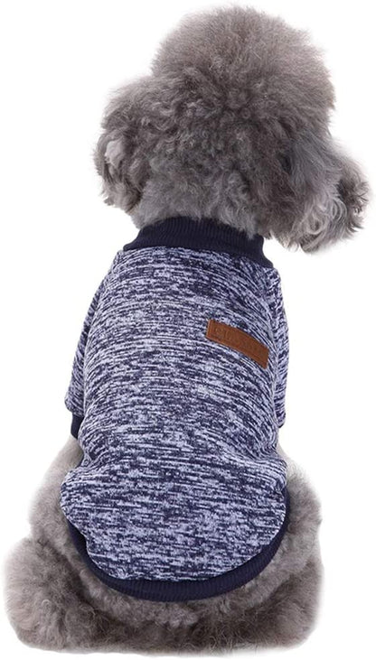 Classic Knitwear Sweater for Small Dogs - Warm Winter Coat in Navy Blue (Size S)