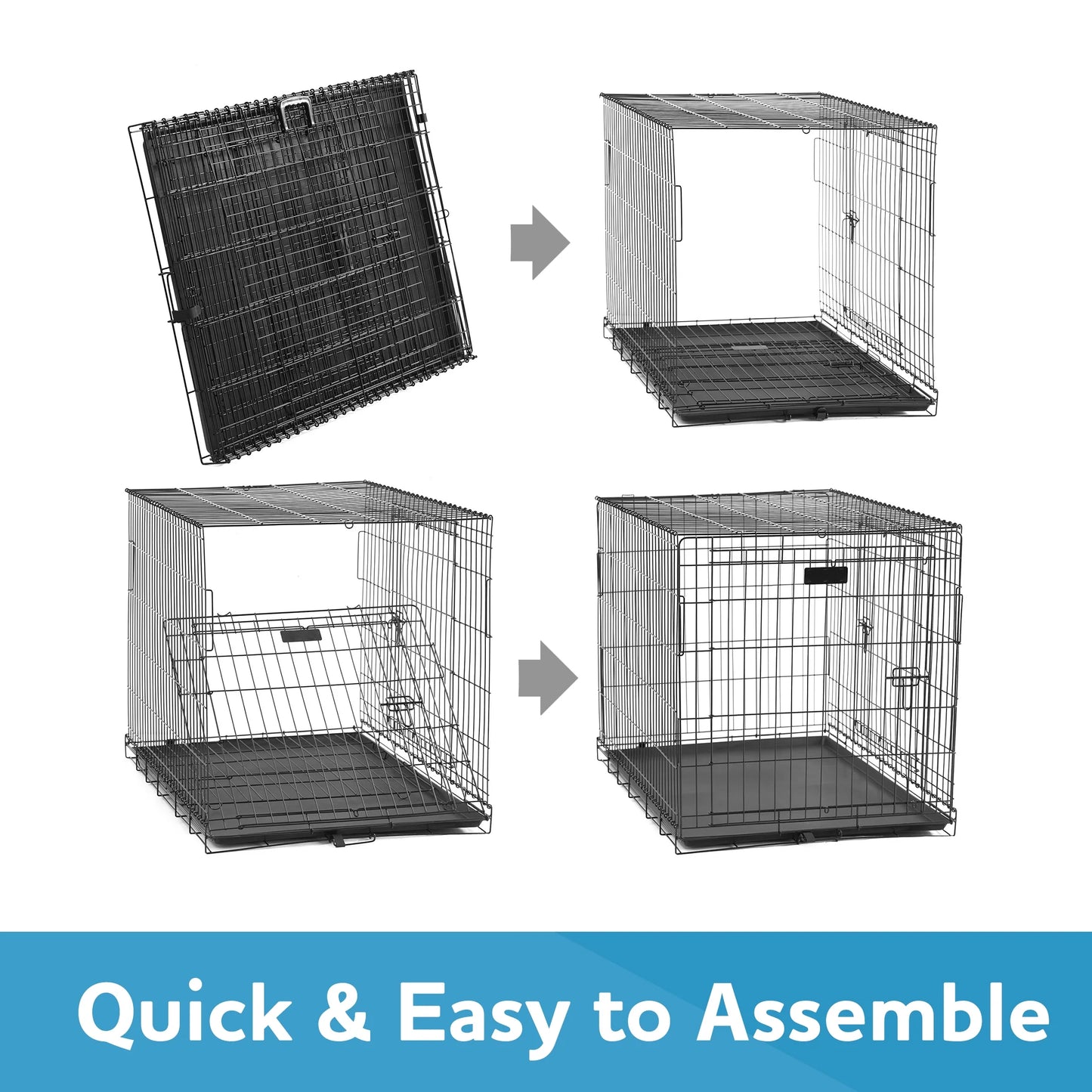 Premium Foldable 48" Dog Wire Crate with Divider & Leak-Proof Tray - Perfect for Training & Travel