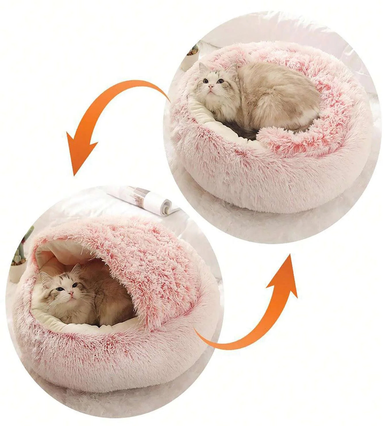 Snuggle Up! 2-in-1 Plush Hooded Pet Bed - Ultra Soft Sleeping Nest for Cats & Small Dogs