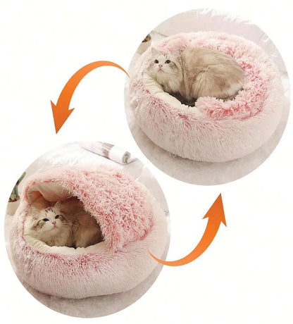 Snuggle Up! 2-in-1 Plush Hooded Pet Bed - Ultra Soft Sleeping Nest for Cats & Small Dogs