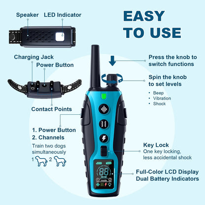 Dog Shock Collar - 4000FT Dog Training Collar with Remote Control for Small Medium Large Dogs, Beep (1-8) Vibration (1-16) Safe Shock (1-99) Modes and Flashing Light