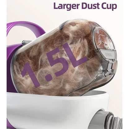 Ultimate 7-in-1 Pet Grooming Vacuum Kit - Low Noise, 1.5L Dust Cup, Professional Tools for Dogs & Cats, Ideal for Shedding & Home Cleaning in Chic Purple