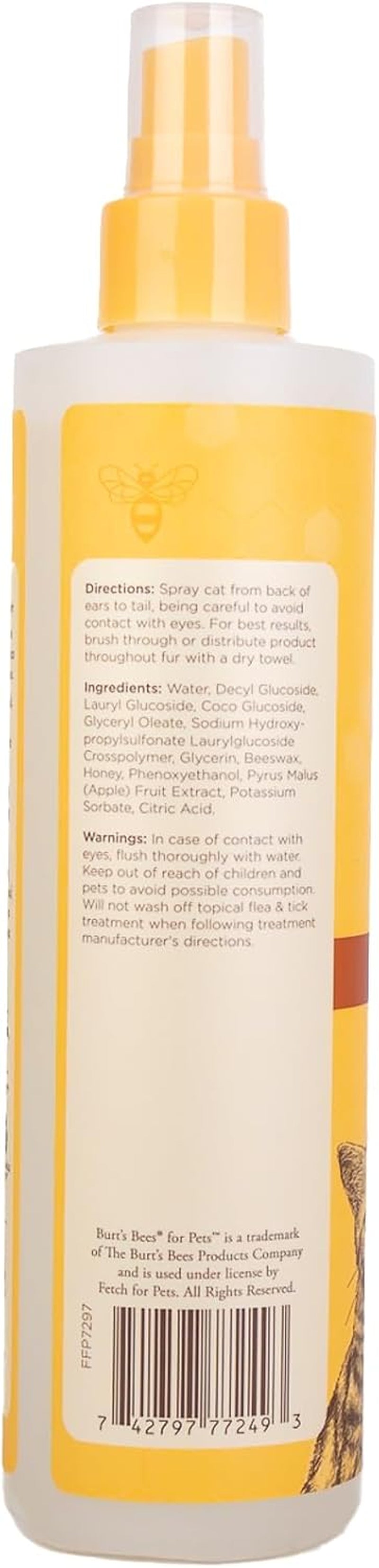 Waterless Cat Shampoo Spray, No-Rinse Cat Dry Shampoo with Shea Butter & Honey for Gentle Cleaning between Baths, Ph Balanced, No Harsh Detergents, 10 Fl Oz