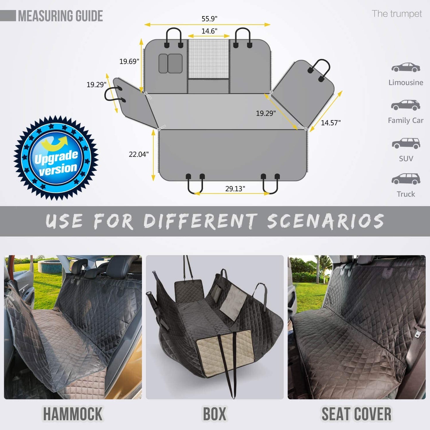 Ultimate Waterproof Dog Car Seat Cover - Scratch-Resistant Anti-Slip Hammock with Mesh Window for Ultimate Back Seat Comfort
